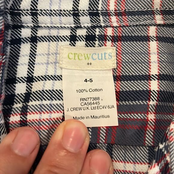 ((2 PIECE)) CREWCUTS BOYS 100% COTTON CASUAL BUTTON DOWN SHIRTS PLAID SIZE 4/5 - Picture 7 of 7